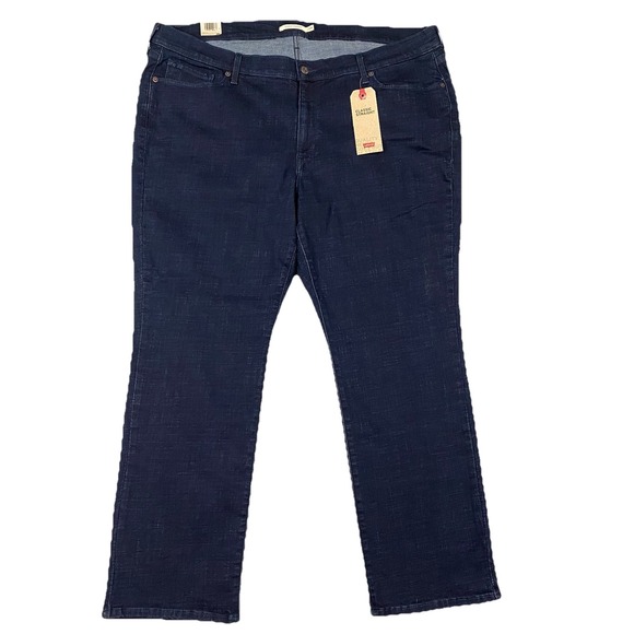 Levis Classic Straight Jeans Womens Plus 24W New Blue Denim Mid Rise - Picture 1 of 11
